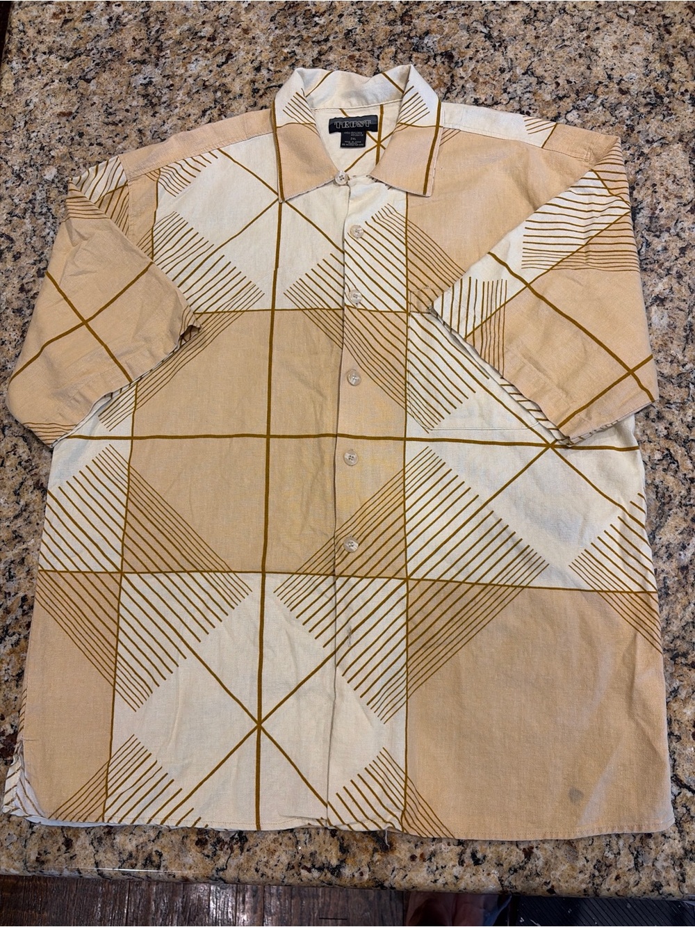 Trust Mens 2XL Linen Rayon Camp Shirt Retro Mid Century